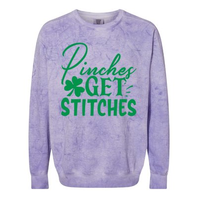 Pinches Get Stitches Funny St. Patrick's Day Colorblast Crewneck Sweatshirt