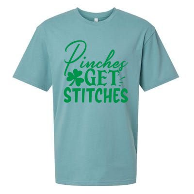 Pinches Get Stitches Funny St. Patrick's Day Sueded Cloud Jersey T-Shirt