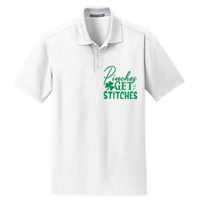 Pinches Get Stitches Funny St. Patrick's Day Dry Zone Grid Polo