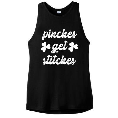 Pinches Get Stitches Funny St. Patrick's Day Ladies PosiCharge Tri-Blend Wicking Tank