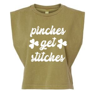 Pinches Get Stitches Funny St. Patrick's Day Garment-Dyed Women's Muscle Tee