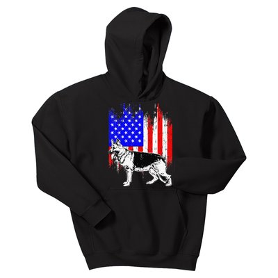 Patriotic German Shepherd American Flag Dog Lover Gift Kids Hoodie