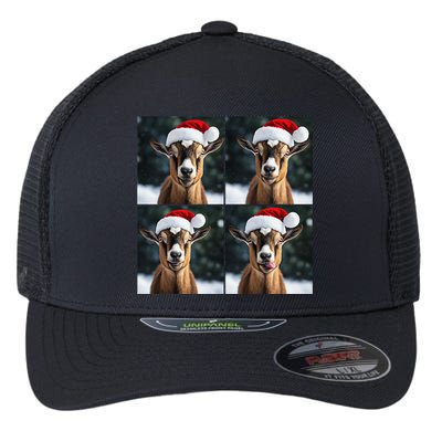 Pygmy Goat Selfie Christmas Goat Santa Hat Holiday Costume Flexfit Unipanel Trucker Cap