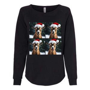 Pygmy Goat Selfie Christmas Goat Santa Hat Holiday Costume Womens California Wash Sweatshirt