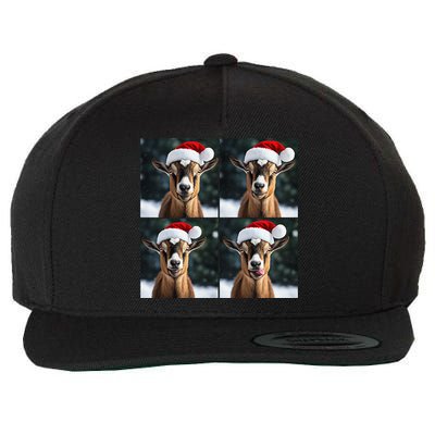 Pygmy Goat Selfie Christmas Goat Santa Hat Holiday Costume Wool Snapback Cap