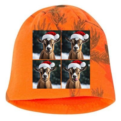 Pygmy Goat Selfie Christmas Goat Santa Hat Holiday Costume Kati - Camo Knit Beanie