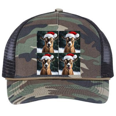 Pygmy Goat Selfie Christmas Goat Santa Hat Holiday Costume Retro Rope Trucker Hat Cap