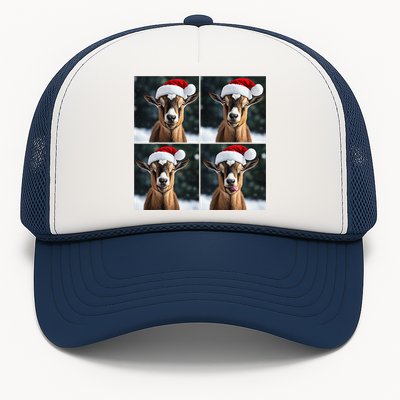 Pygmy Goat Selfie Christmas Goat Santa Hat Holiday Costume Trucker Hat