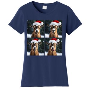 Pygmy Goat Selfie Christmas Goat Santa Hat Holiday Costume Women's T-Shirt