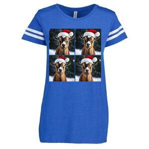 Pygmy Goat Selfie Christmas Goat Santa Hat Holiday Costume Enza Ladies Jersey Football T-Shirt