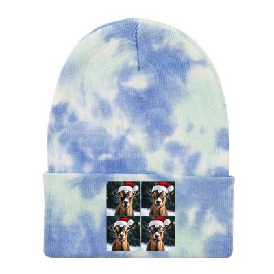 Pygmy Goat Selfie Christmas Goat Santa Hat Holiday Costume Tie Dye 12in Knit Beanie