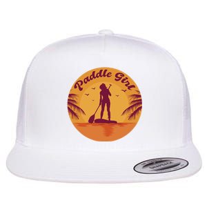 Paddle Girl Sunset Sport Flat Bill Trucker Hat