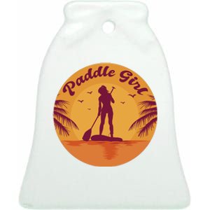 Paddle Girl Sunset Sport Ceramic Bell Ornament