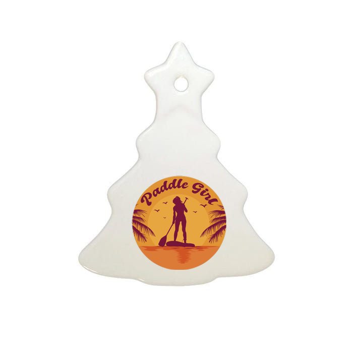 Paddle Girl Sunset Sport Ceramic Tree Ornament