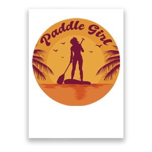 Paddle Girl Sunset Sport Poster