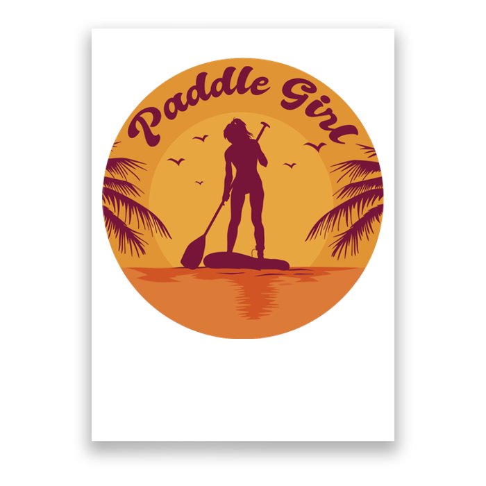 Paddle Girl Sunset Sport Poster