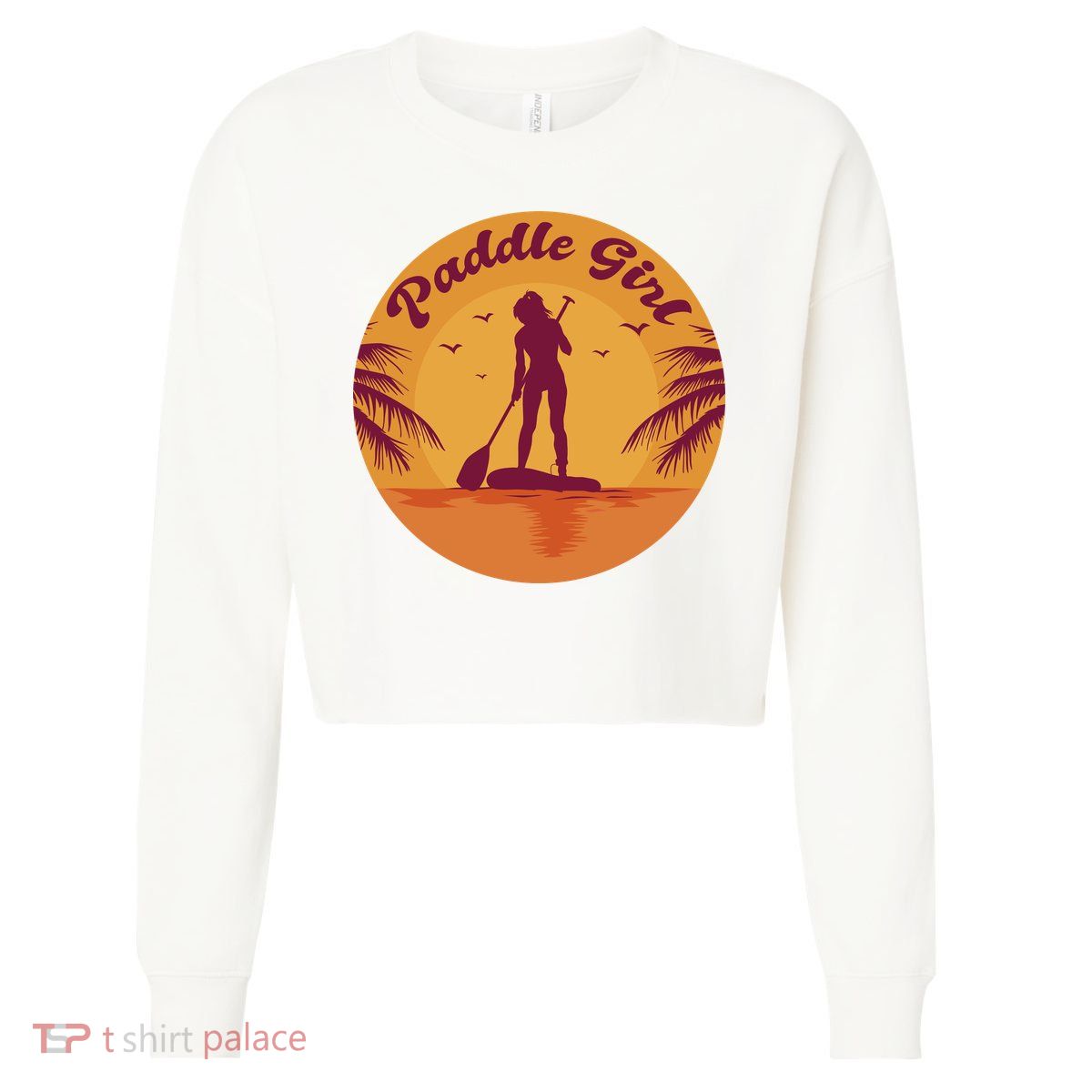 Paddle Girl Sunset Sport Cropped Pullover Crew