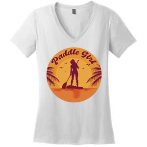 Paddle Girl Sunset Sport Women's V-Neck T-Shirt