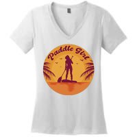 Paddle Girl Sunset Sport Women's V-Neck T-Shirt