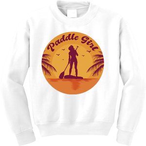 Paddle Girl Sunset Sport Kids Sweatshirt