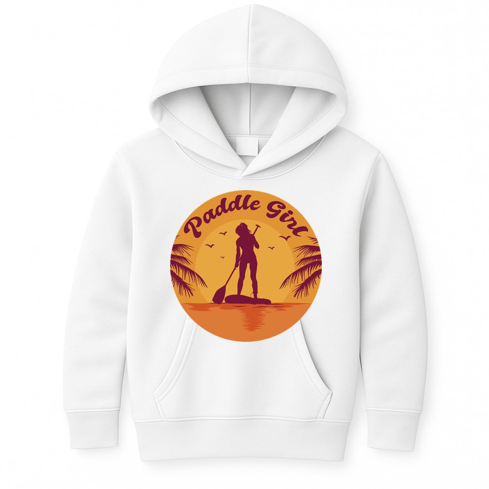 Paddle Girl Sunset Sport Kids Hoodie