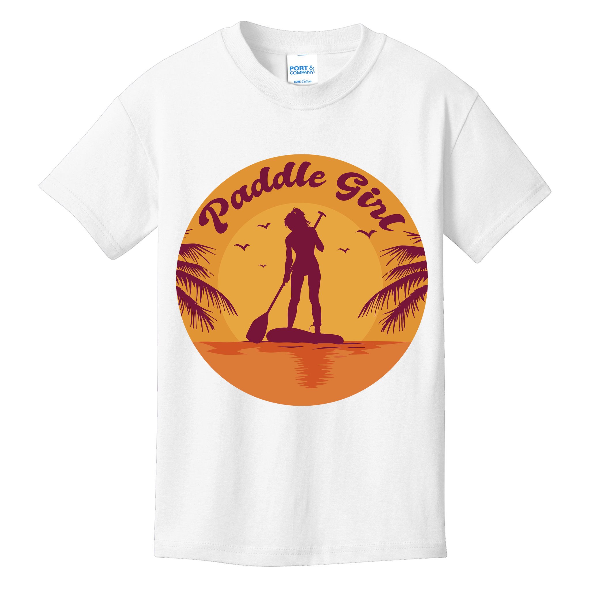 Paddle Girl Sunset Sport Kids T-Shirt