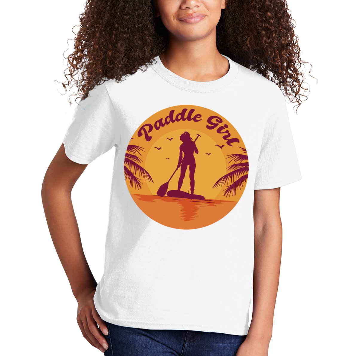 Paddle Girl Sunset Sport Kids T-Shirt