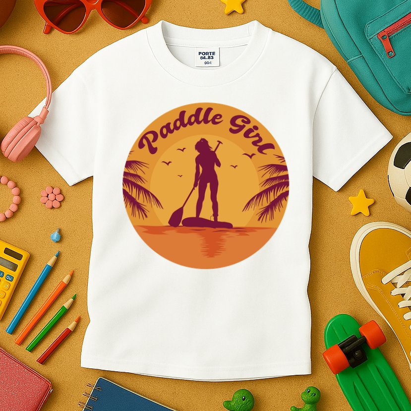 Paddle Girl Sunset Sport Kids T-Shirt
