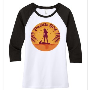 Paddle Girl Sunset Sport Women's Tri-Blend 3/4-Sleeve Raglan Shirt