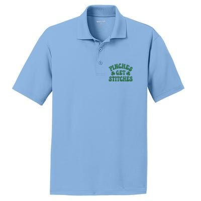 Pinches Get Stitches Shamrock Funny St. Patrick's Day PosiCharge RacerMesh Polo