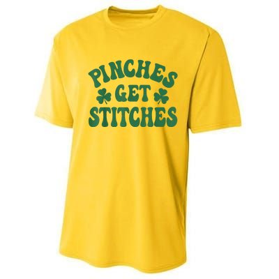 Pinches Get Stitches Shamrock Funny St. Patrick's Day Performance Sprint T-Shirt