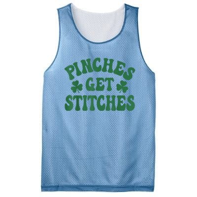 Pinches Get Stitches Shamrock Funny St. Patrick's Day Mesh Reversible Basketball Jersey Tank