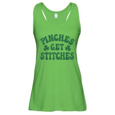 Pinches Get Stitches Shamrock Funny St. Patrick's Day Ladies Essential Flowy Tank