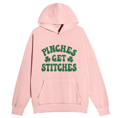 Pinches Get Stitches Shamrock Funny St. Patrick's Day Urban Pullover Hoodie