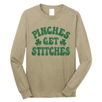 Pinches Get Stitches Shamrock Funny St. Patrick's Day Long Sleeve Shirt