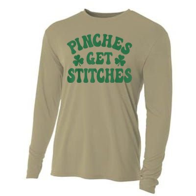 Pinches Get Stitches Shamrock Funny St. Patrick's Day Cooling Performance Long Sleeve Crew