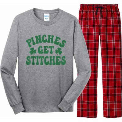 Pinches Get Stitches Shamrock Funny St. Patrick's Day Long Sleeve Pajama Set