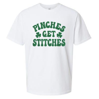 Pinches Get Stitches Shamrock Funny St. Patrick's Day Sueded Cloud Jersey T-Shirt