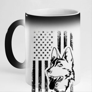 Patriotic German Shepherd AMERICAN FLAG Dog Lover Gift TShirt 11oz Black Color Changing Mug