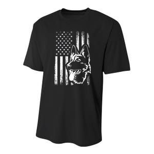 Patriotic German Shepherd AMERICAN FLAG Dog Lover Gift TShirt Youth Performance Sprint T-Shirt