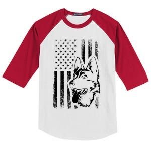 Patriotic German Shepherd AMERICAN FLAG Dog Lover Gift TShirt Kids Colorblock Raglan Jersey