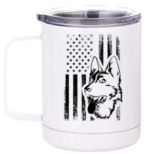 Patriotic German Shepherd AMERICAN FLAG Dog Lover Gift TShirt 12 oz Stainless Steel Tumbler Cup