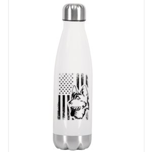 Patriotic German Shepherd AMERICAN FLAG Dog Lover Gift TShirt Stainless Steel Insulated Water Bottle