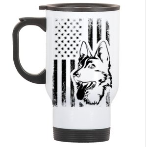 Patriotic German Shepherd AMERICAN FLAG Dog Lover Gift TShirt Stainless Steel Travel Mug