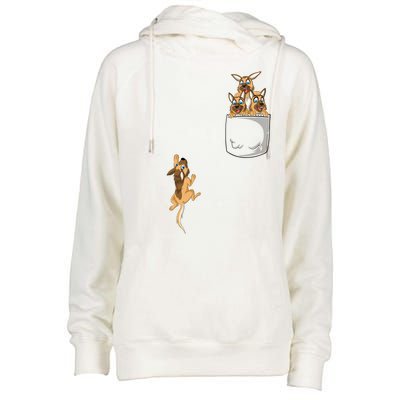 Pocket German Shepherd Womens Funnel Neck Pullover Hood