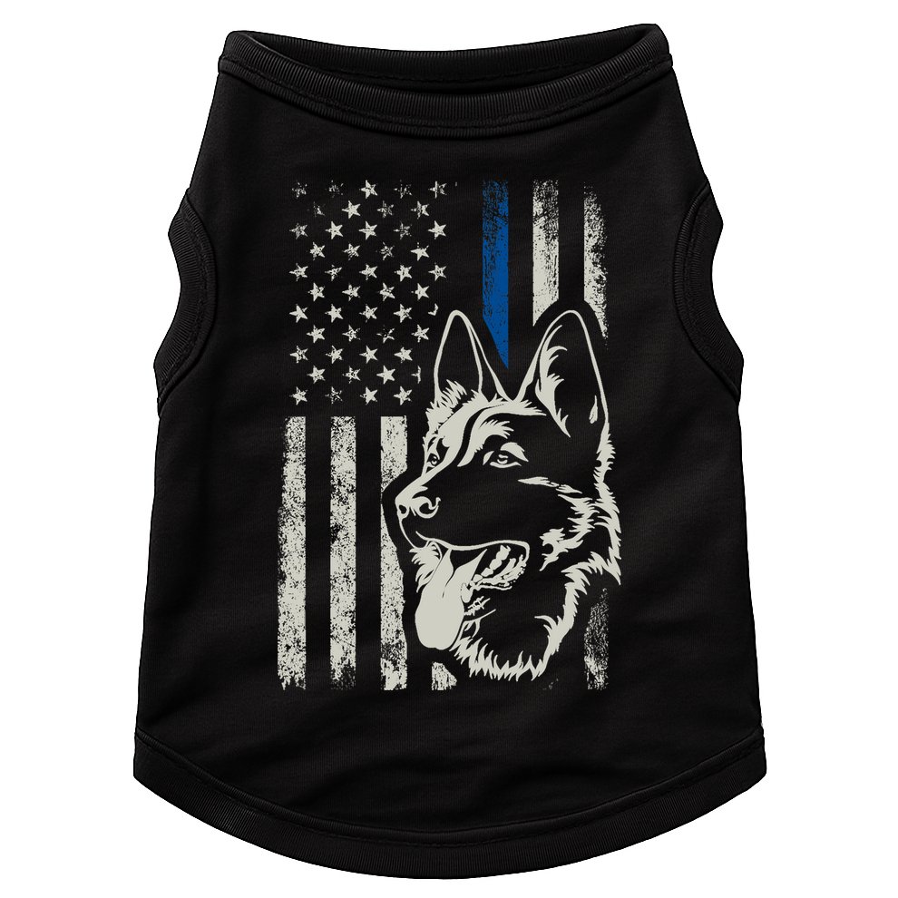 Patriotic German Shepherd K9 Unit Thin Blue Line Police Gift Doggie Tank