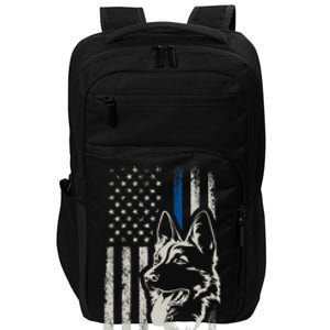 Patriotic German Shepherd K9 Unit Thin Blue Line Police Gift Impact Tech Backpack