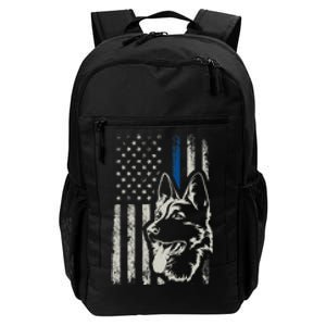 Patriotic German Shepherd K9 Unit Thin Blue Line Police Gift Daily Commute Backpack