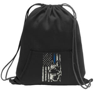 Patriotic German Shepherd K9 Unit Thin Blue Line Police Gift Sweatshirt Cinch Pack Bag