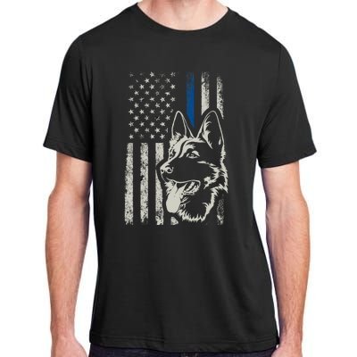 Patriotic German Shepherd K9 Unit Thin Blue Line Police Gift Adult ChromaSoft Performance T-Shirt